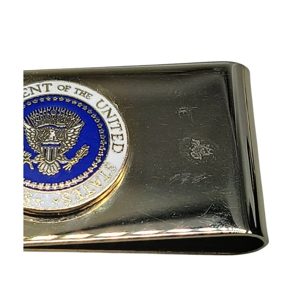 Presidential Seal Money Clip United States Blue White Eagle Shield Gold Tone